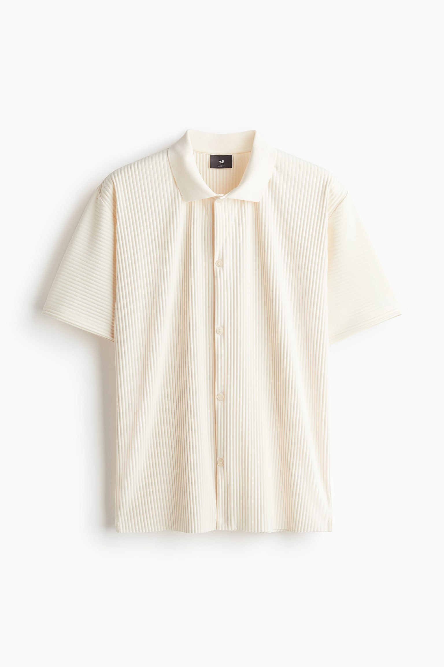 Loose Fit Pleated Shirt - Light beige/Black/Brick red - 2