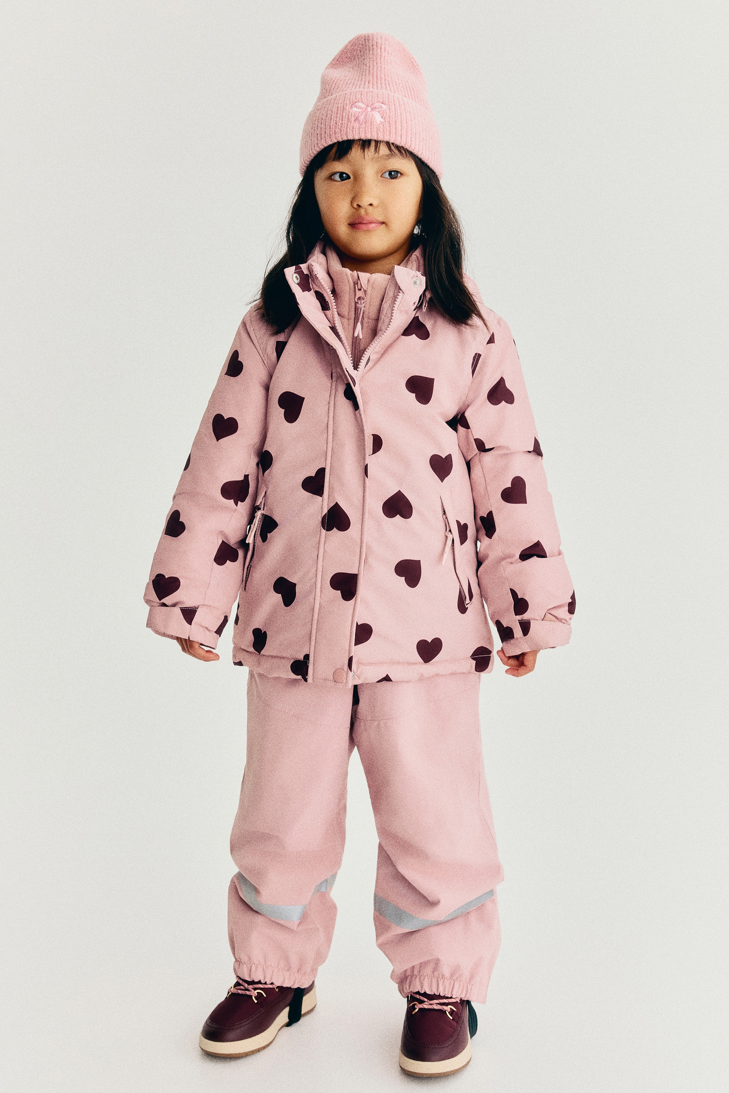 Parka acolchada resistente al agua - Rosa/Corazones