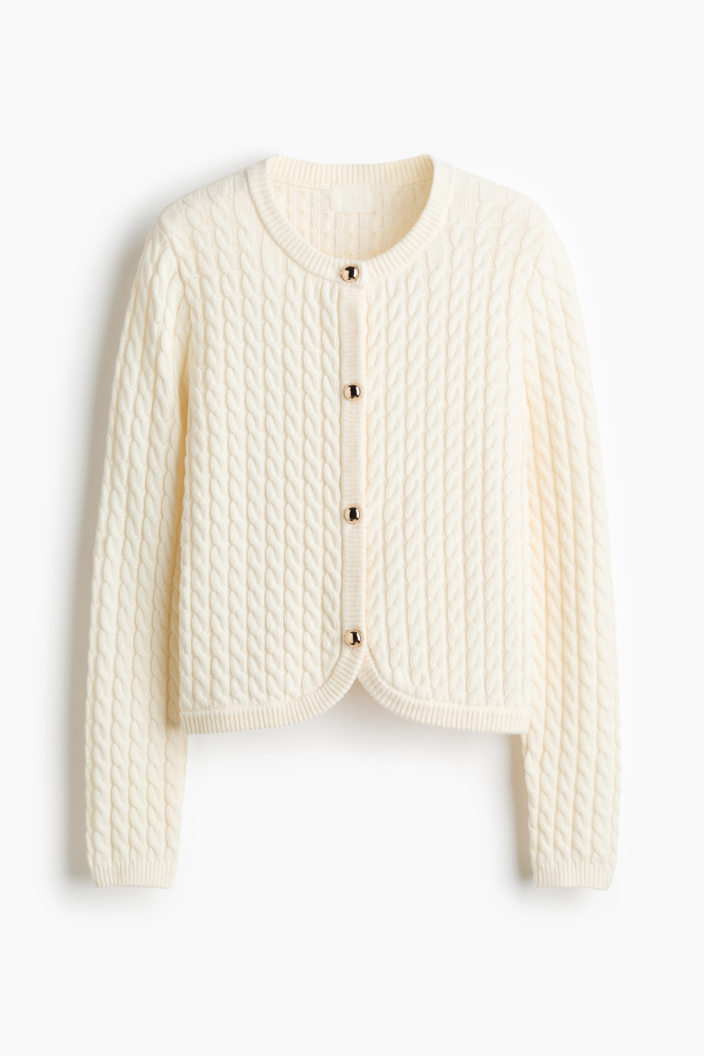 ケーブルニットカーディガン - クリーム/ダスティブルー/ブラック