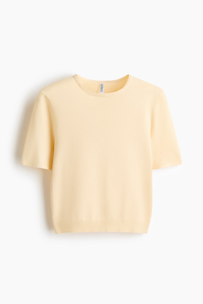 Fine-Knit T-Shirt - Light yellow/White/striped/White/White/light gray striped/Cream - 1