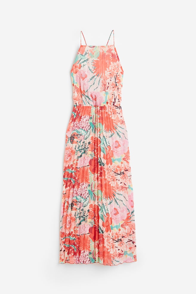 Pleated dress - Light pink/Floral/Apricot - 1