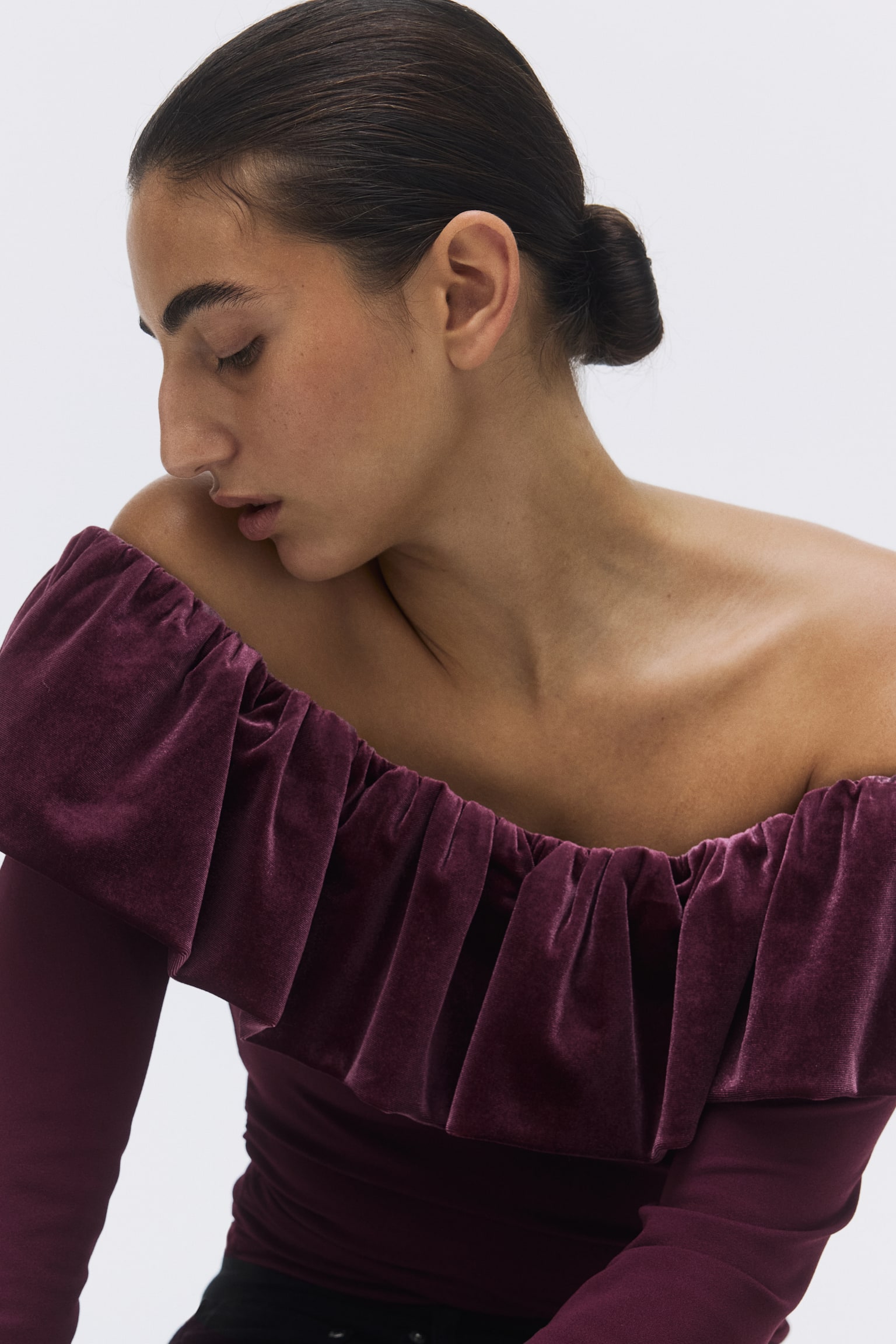 Nyitott vállú body - Burgundivörös - 4