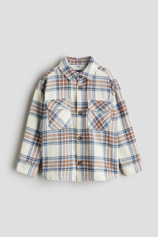 Oversized shirt - Light brown/Checked/Dark blue/Checked - 1