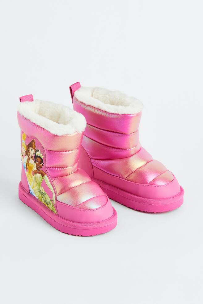 Glittery print-motif boots - Pink/Disney Princesses/Light purple/Frozen - 1