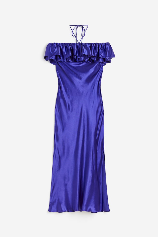 Robe dos nu en satin - Violet - 1