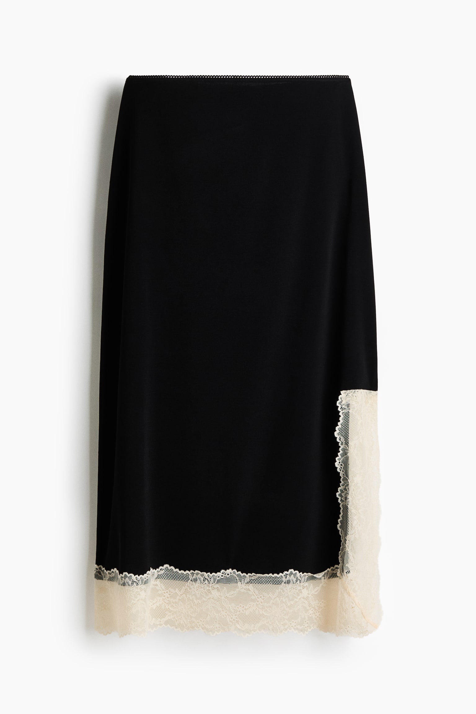 Lace-trimmed skirt - Black/Cream - 2