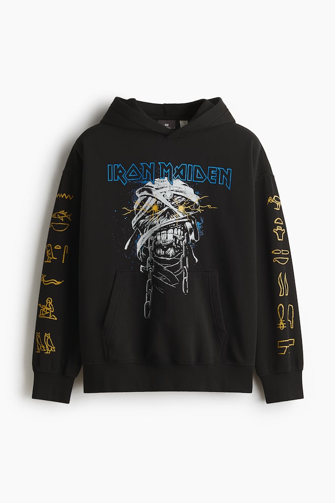 Hoodie mit Print Oversized Fit - Schwarz/Iron Maiden/Dunkelblau/NBA - 1