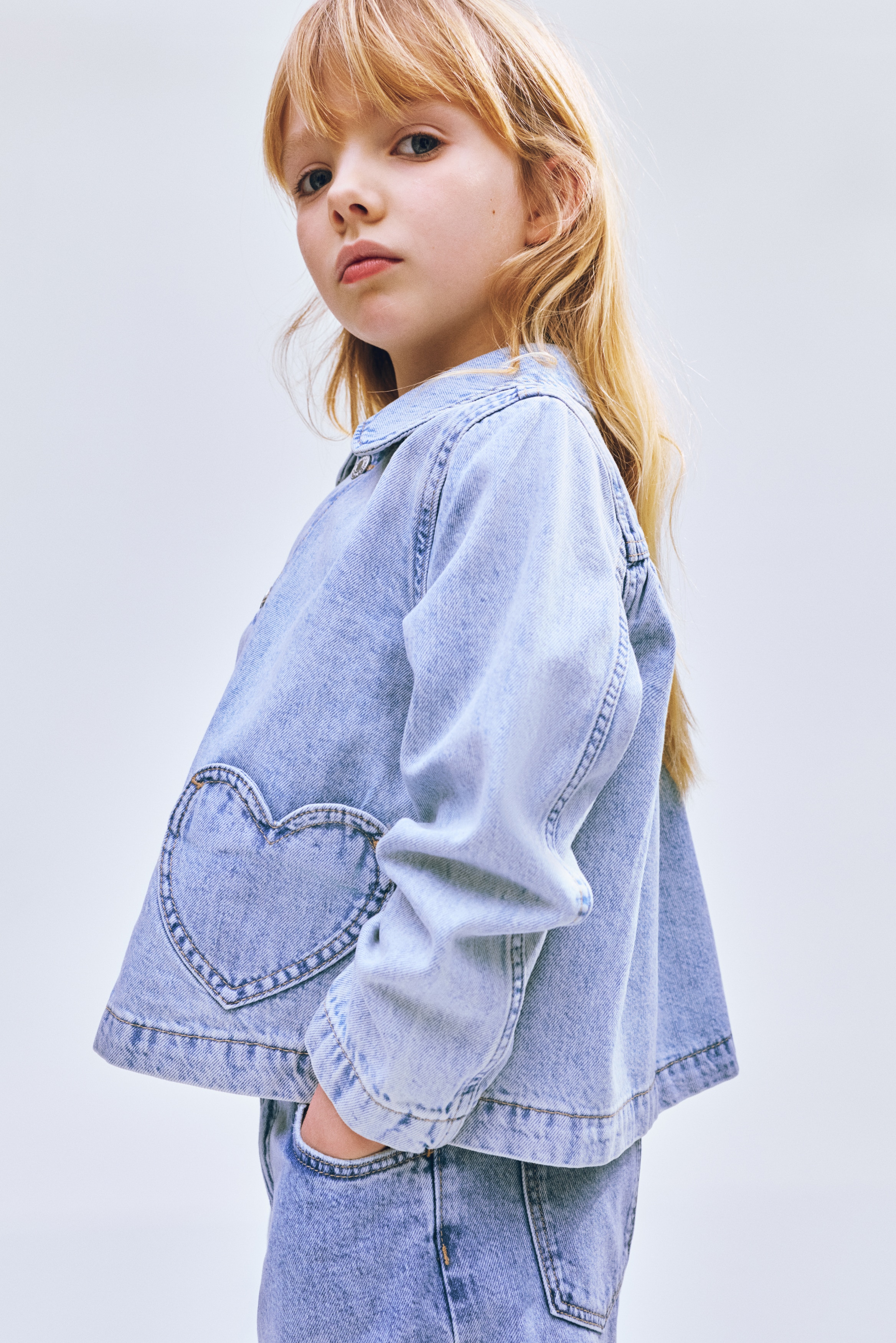 Heart-pocket denim jacket - Ljus denimblå