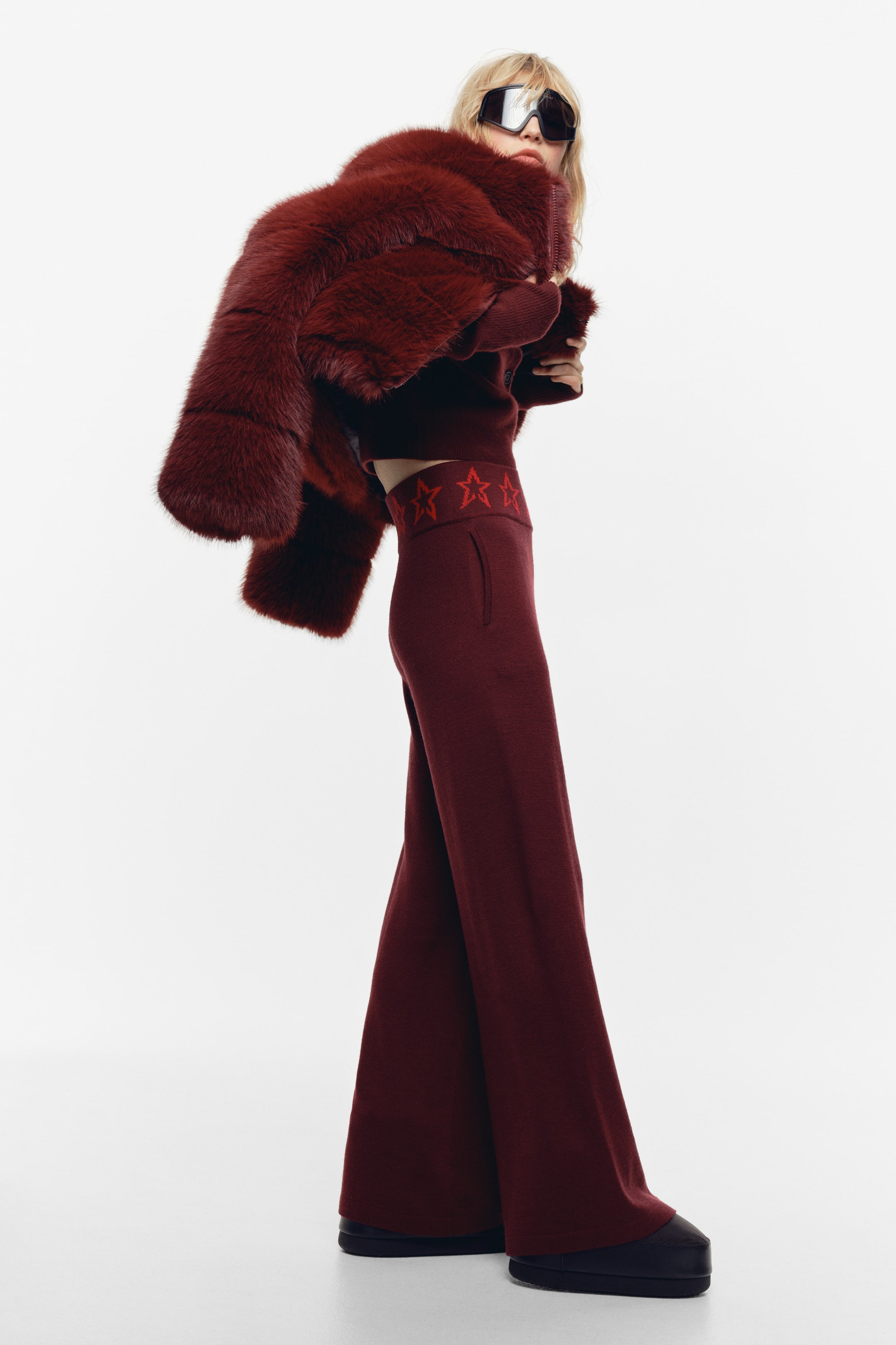 Büyük resmi görüntüle: Merinos Yünlü Geniş Pantolon - Bordo - KADIN | H&M TR 4