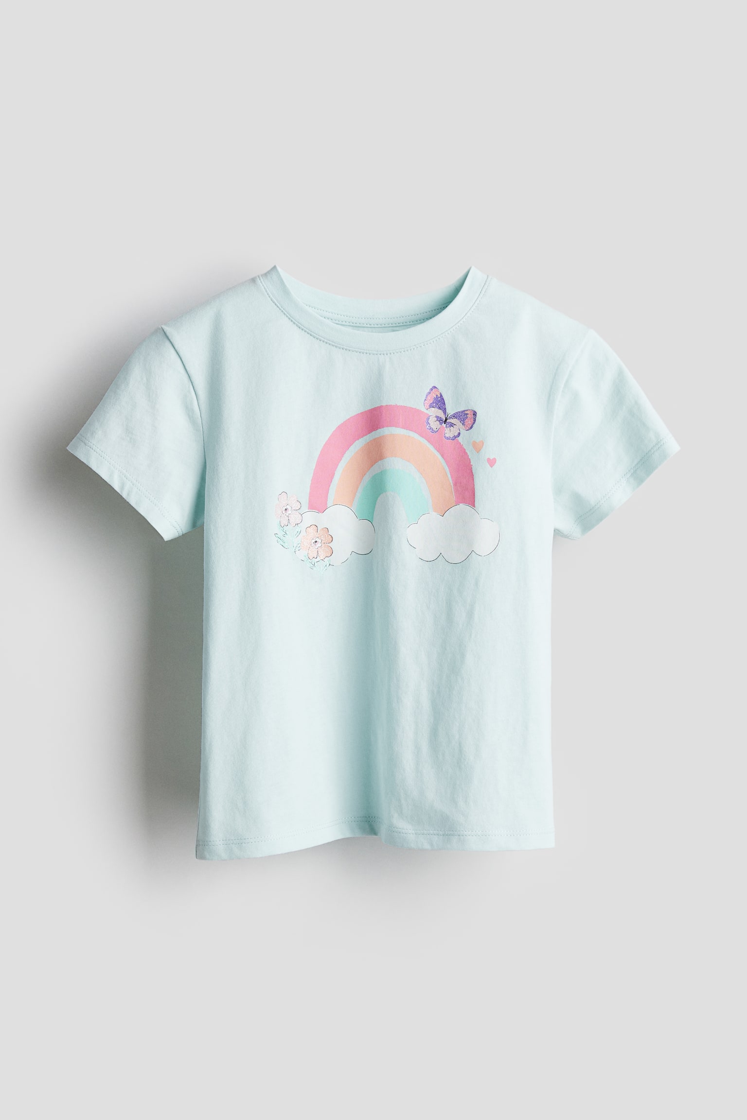 Print Tee - Light turquoise/Rainbow/White/Unicorn/Natural white/Rainbows/Light yellow/Bunny/Pink/Ice cream/Lilac/Unicorns/Light yellow/Mice/Dark grey/Floral/Yellow/Unicorns/White/Unicorn/White/Butterflies/Light beige/Dinosaurs/Black/Rabbit - 1