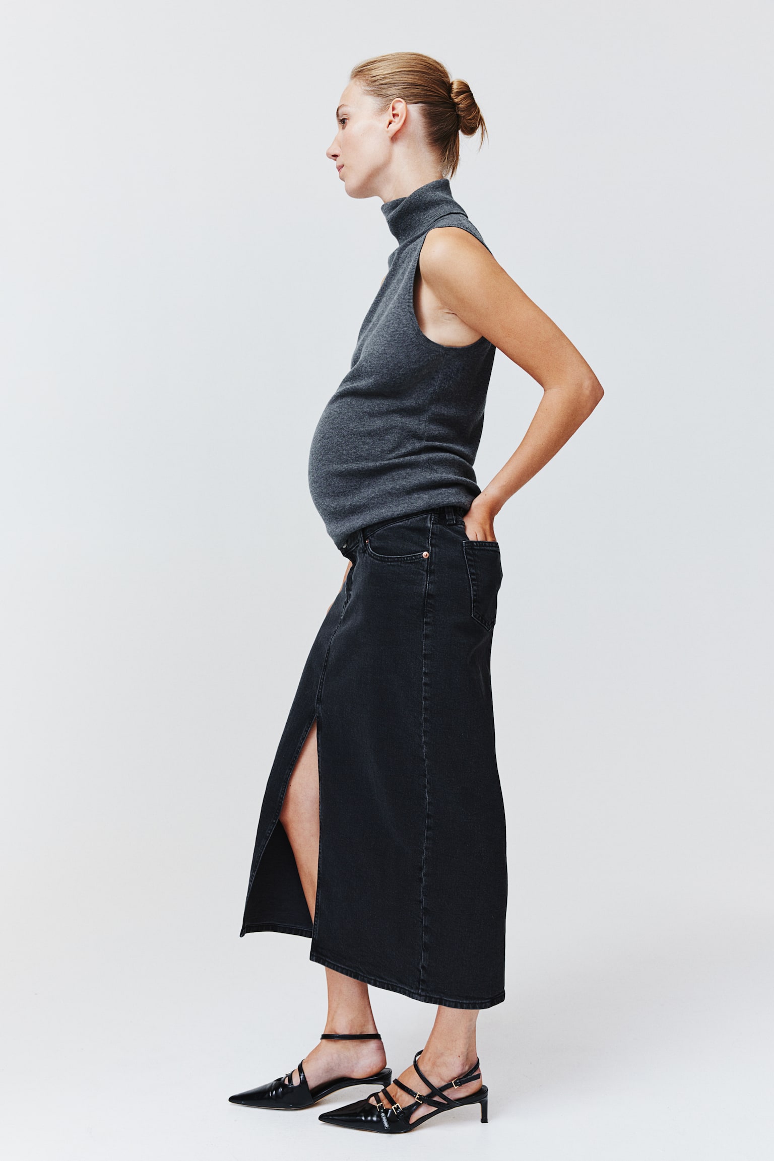 MAMA Before & After denim skirt - Black/Washed out/Denim blue - 1