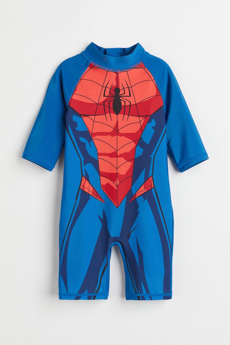 Costume Intero Spiderman Per Bambini | Protezione Solare UPF40+ | Maniche Corte