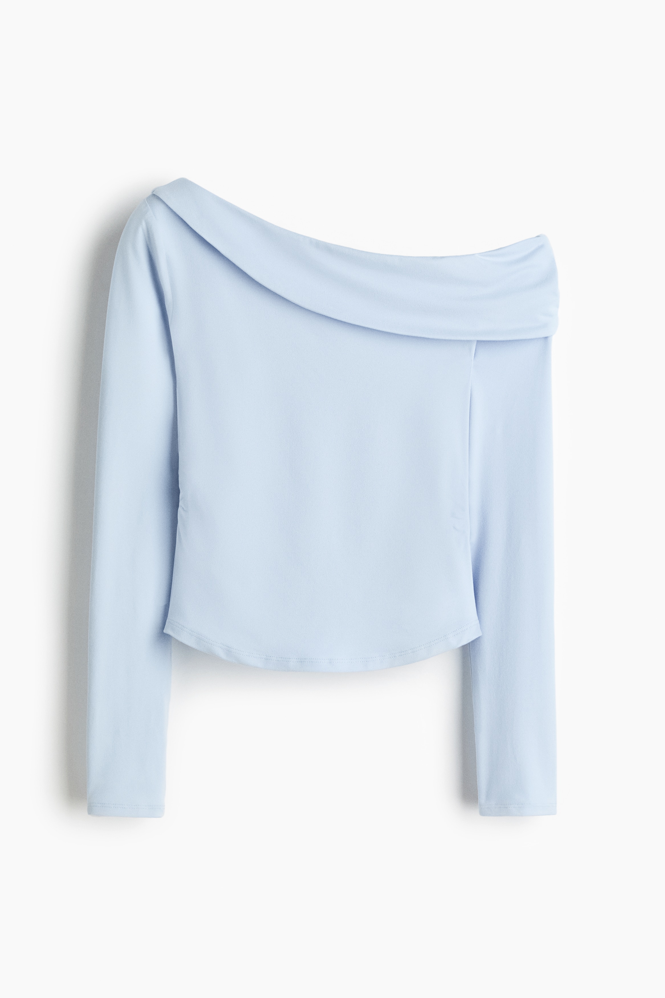One-shoulder jersey top - Light blue/Cream/Polka dot/Light yellow