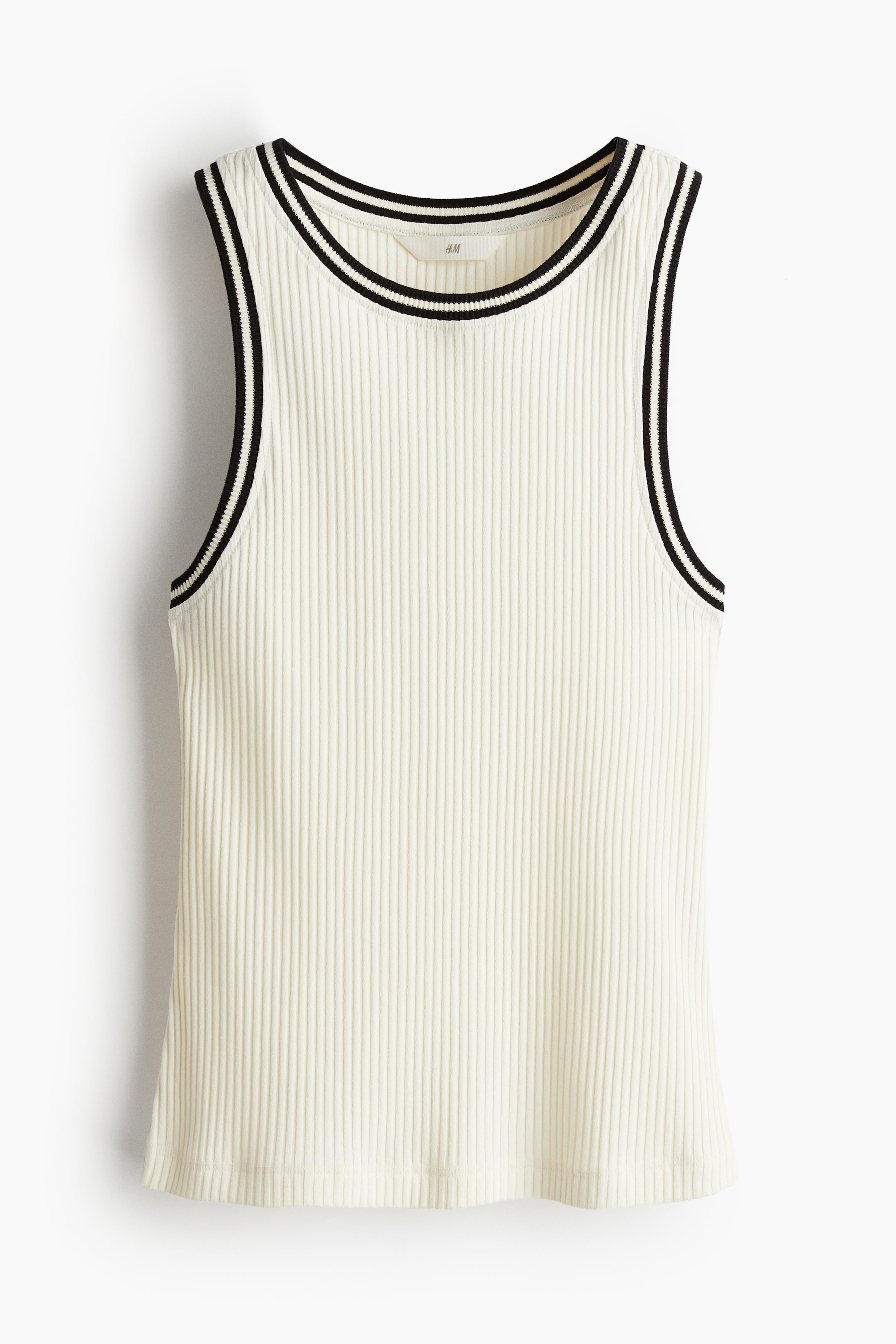 Ribbed vest top - Round neck - Sleeveless - Cream - Ladies | H&M GB