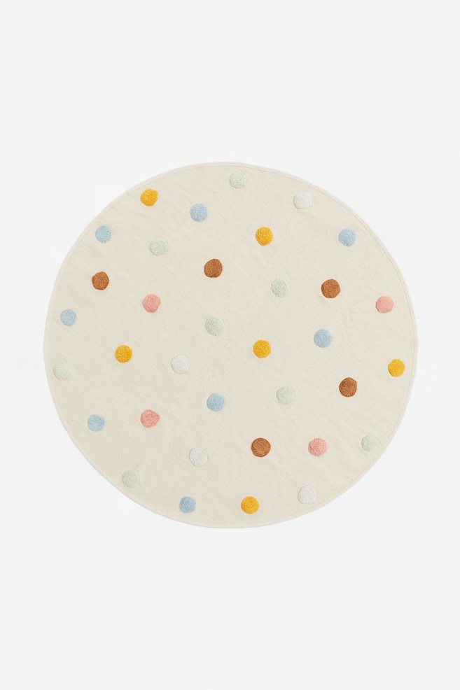 Tufted-spot cotton rug - Light beige/Spotted/Light green/Spotted - 1