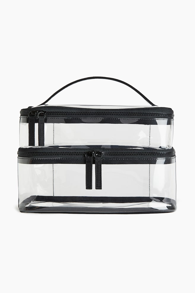 Big two-tiered wash bag - Black/Transparent - 1