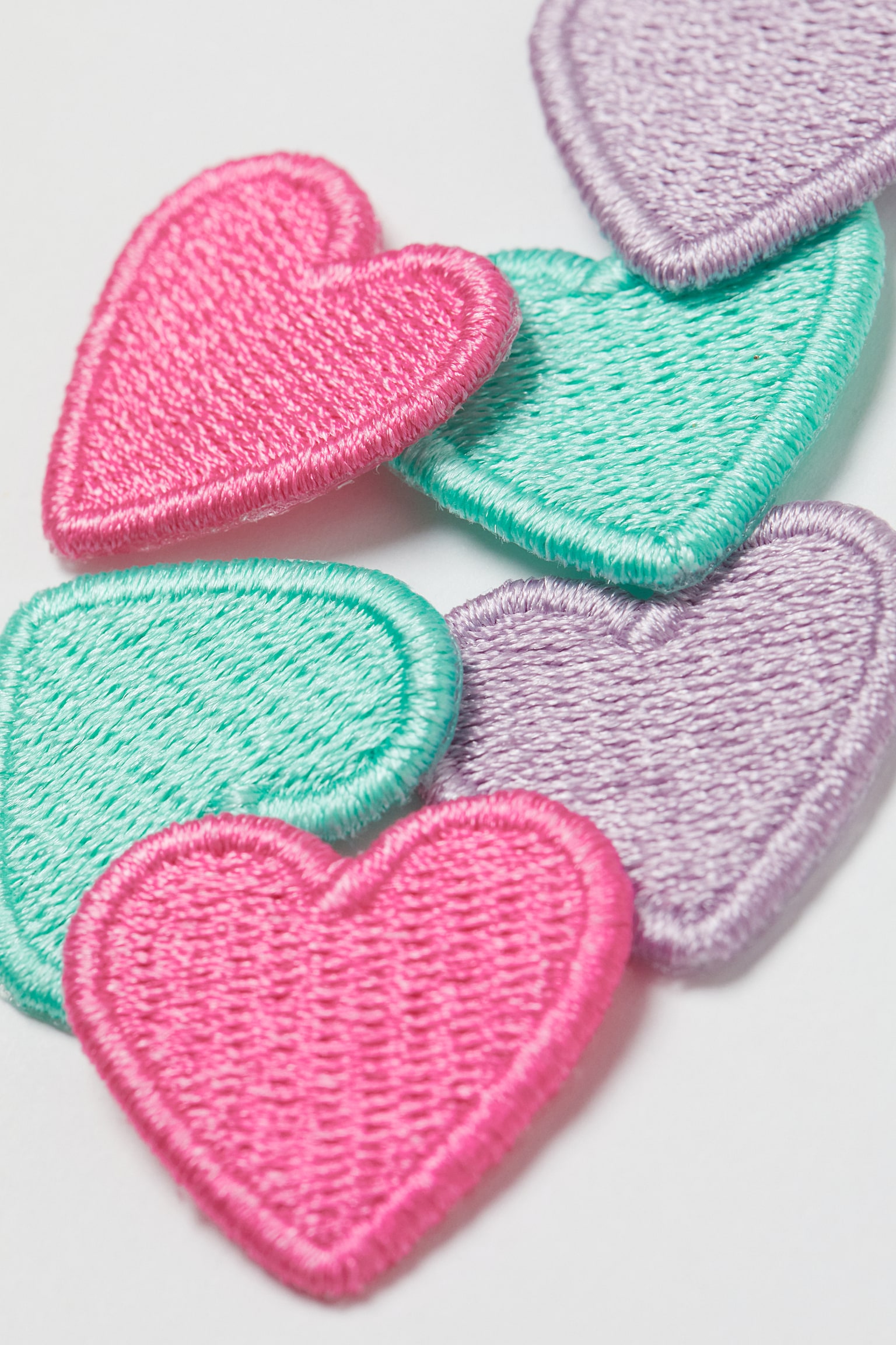 6-pack Small Heart Design Repair Patches - Turquoise/Pink/Purple - 2