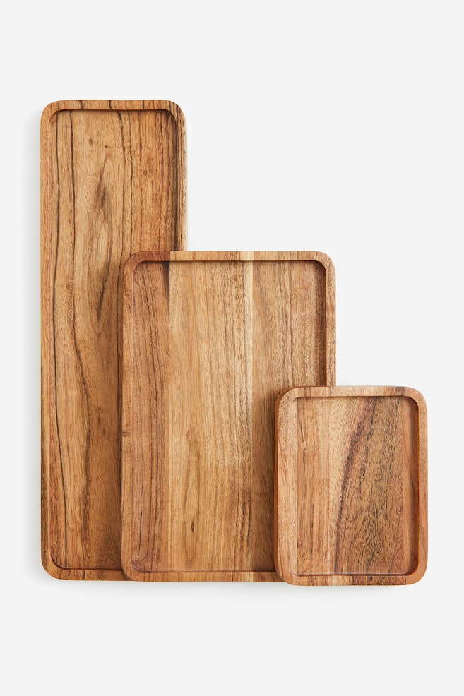Rectangular wooden tray - Beige - 2