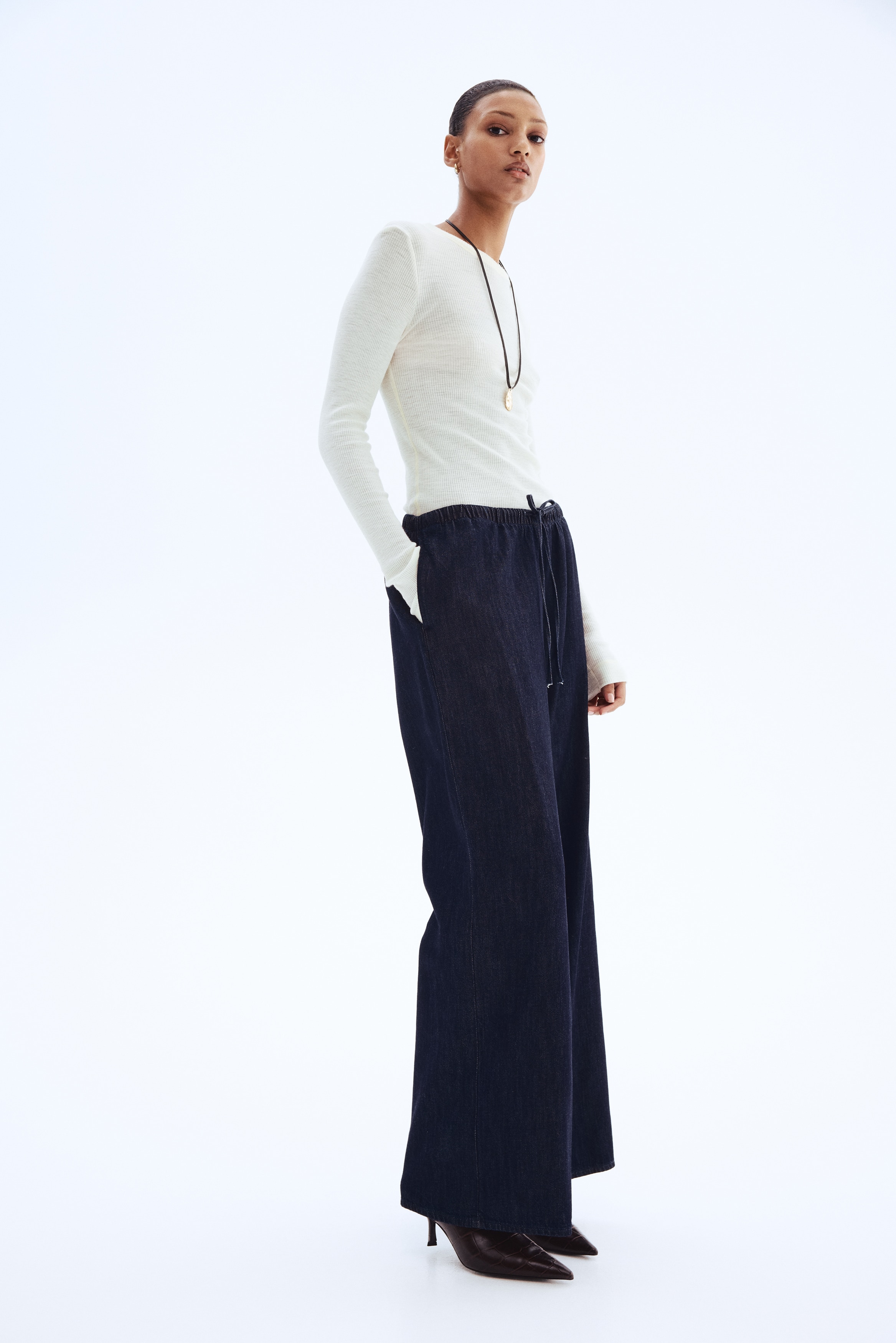 Feather Soft Denim drawstring trousers