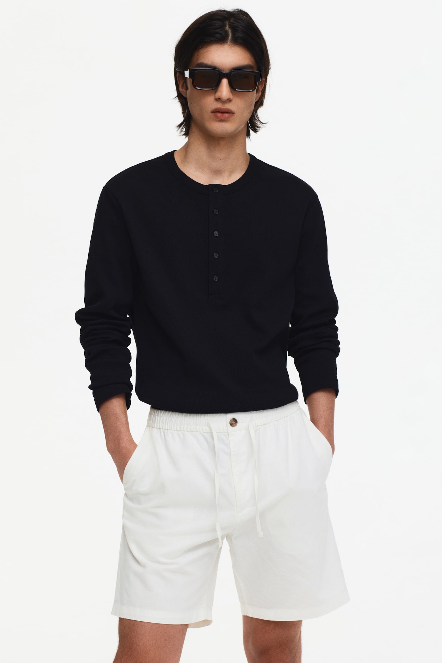 Short Regular Fit en lin mélangé - Blanc/Crème/Noir/Marron foncé/Vert kaki - 2