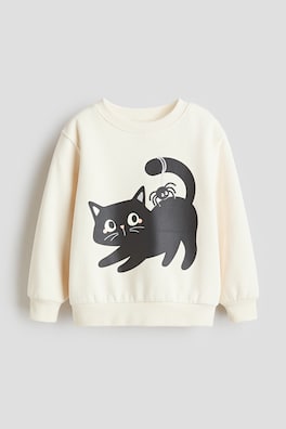 Sweatshirt med tryck och borstad insida