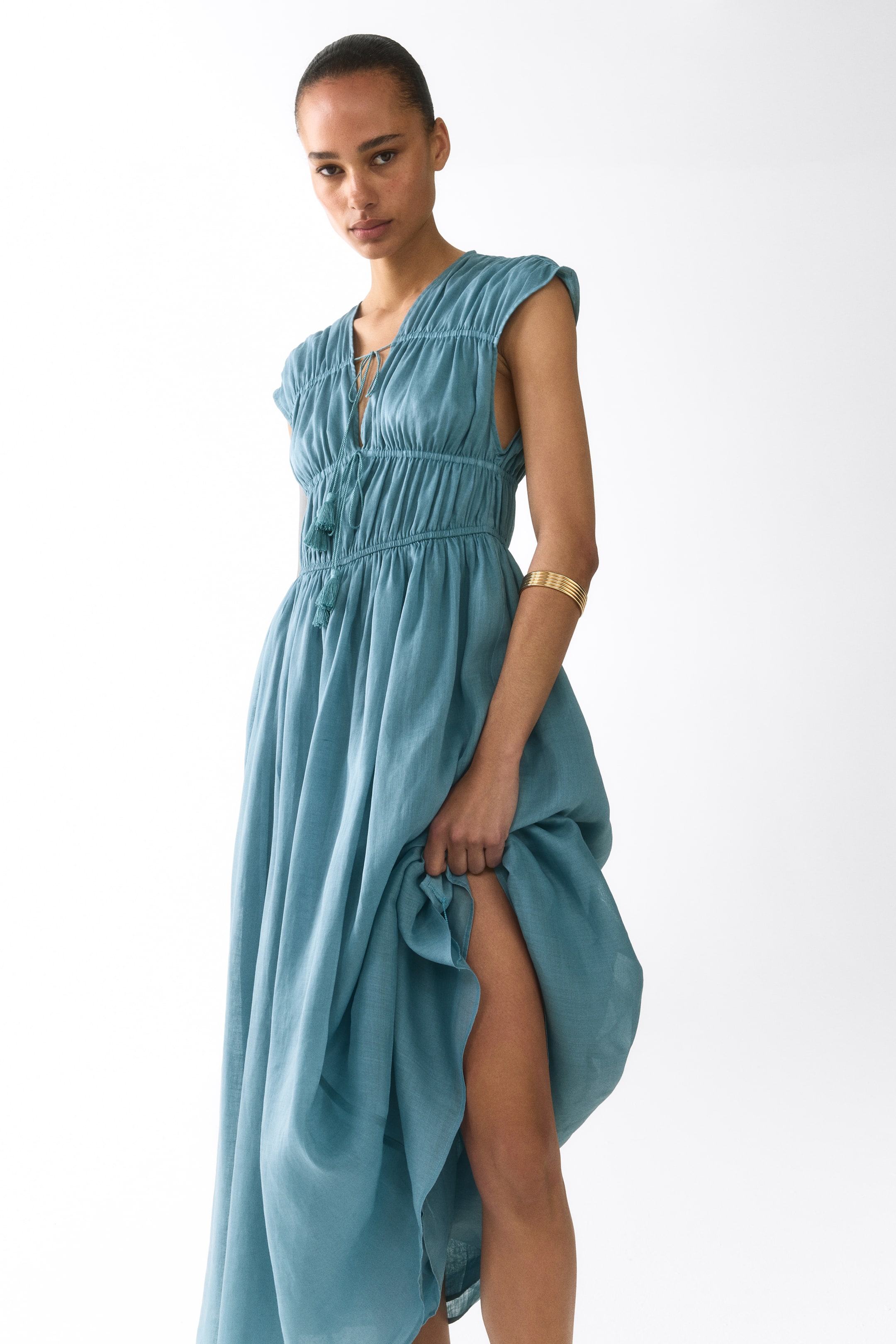 Robe en ramie avec cordons de serrage