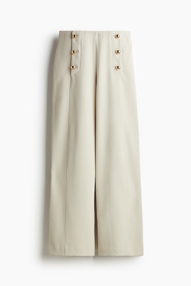 Button-front twill trousers - Light beige/Black - 1