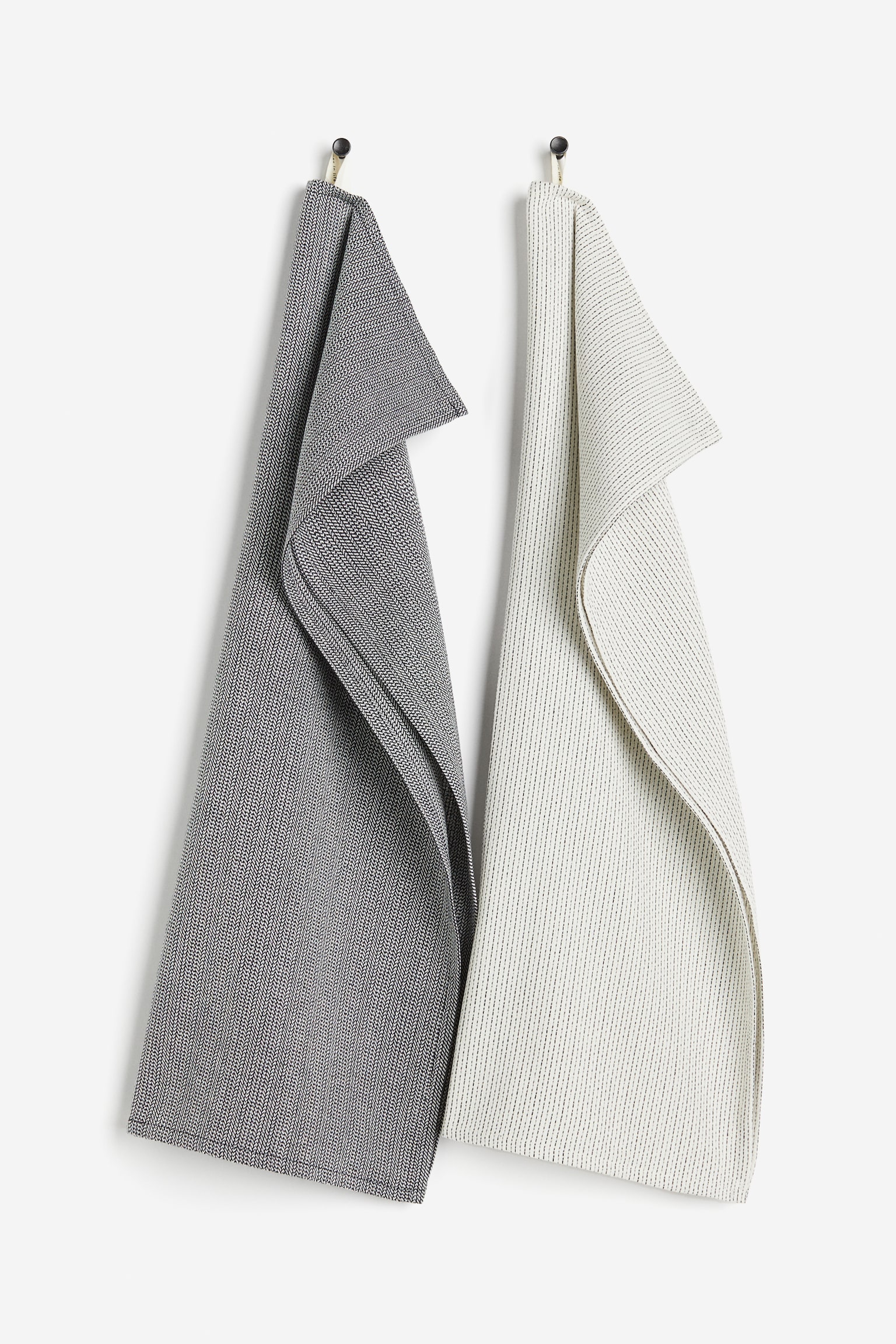 2-pack cotton tea towels - White/Dark grey - 1