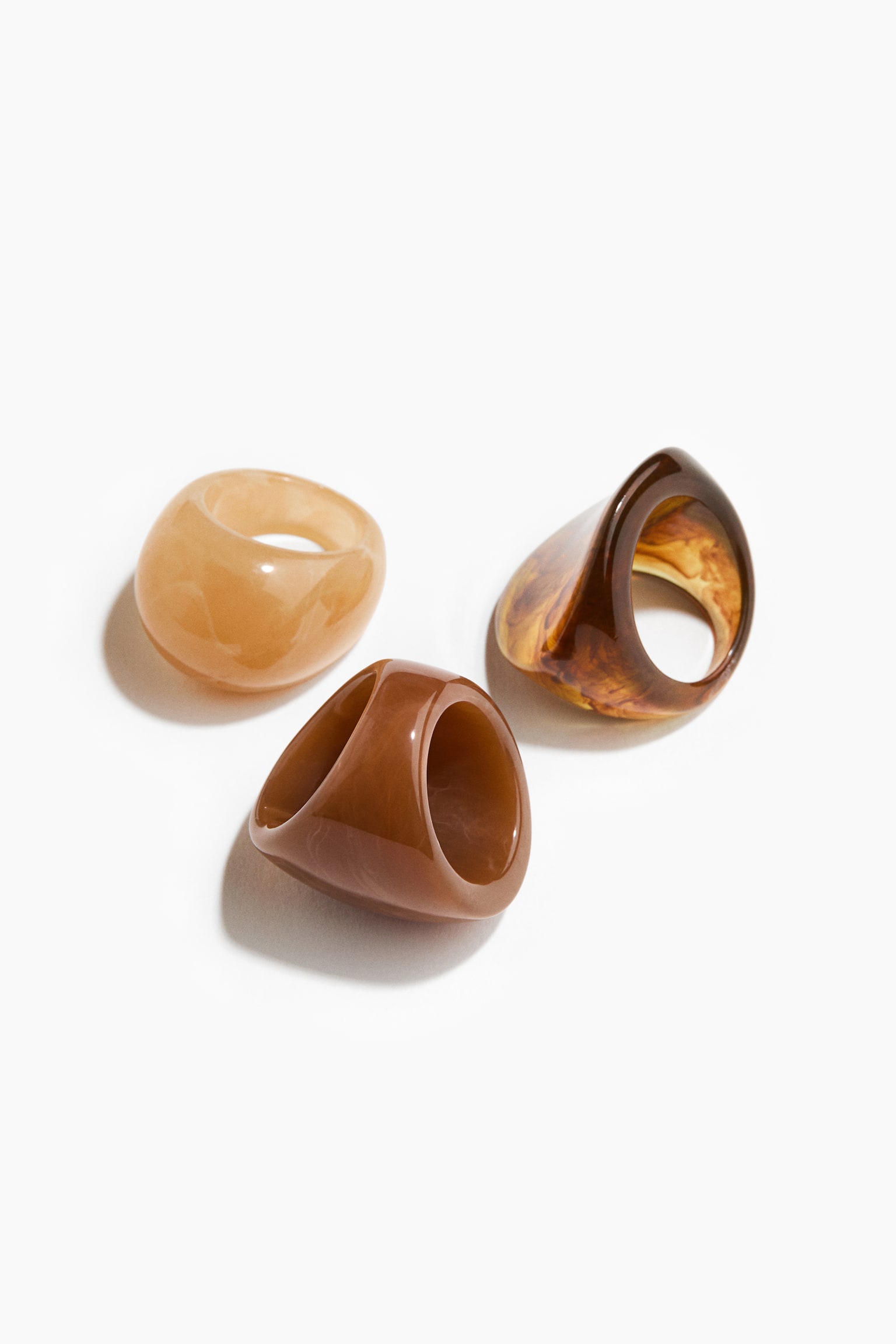 3-pack chunky rings - Brown/Beige - 2