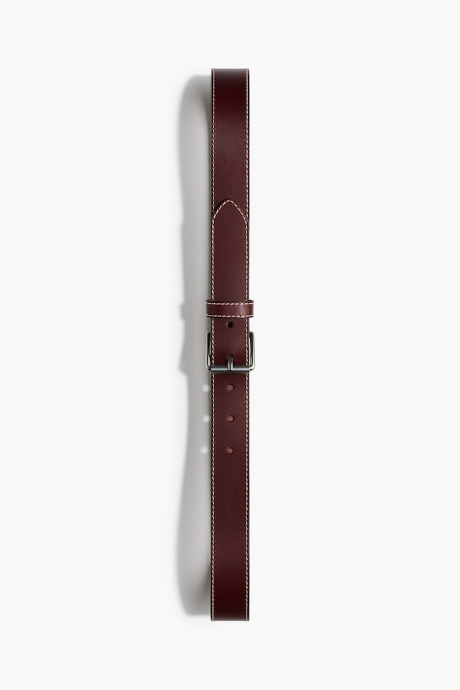 Leather belt - Dark brown - 1