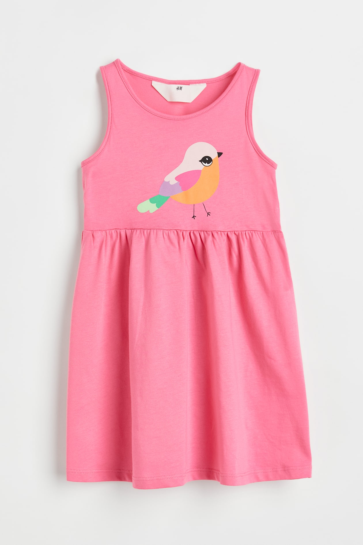 pink bird dress Pink Bird Midi Dress With Pockets