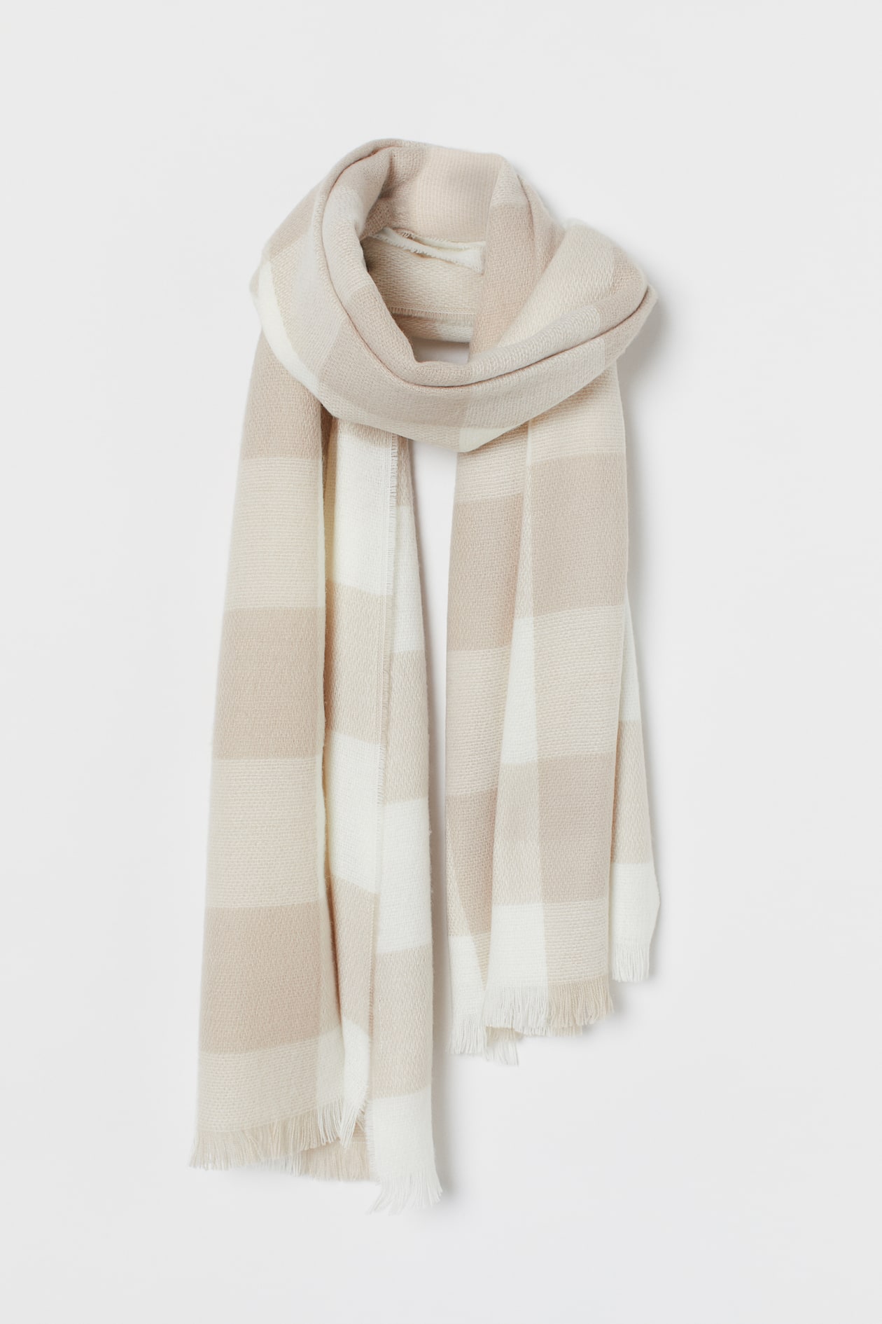 Woven Scarf - Light beige/checked - Ladies | H&M US