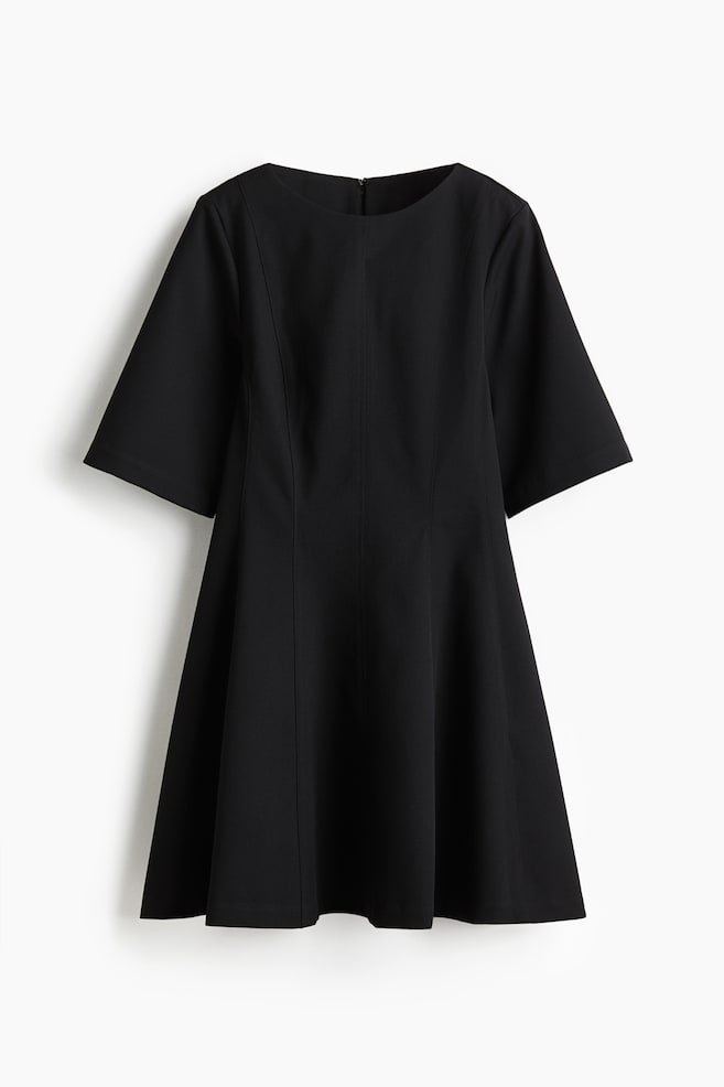 Vestido entallado de sarga - Negro/Negro/Cuadros/Beige/Estampado de leopardo/Beige oscuro/Burdeos - 1