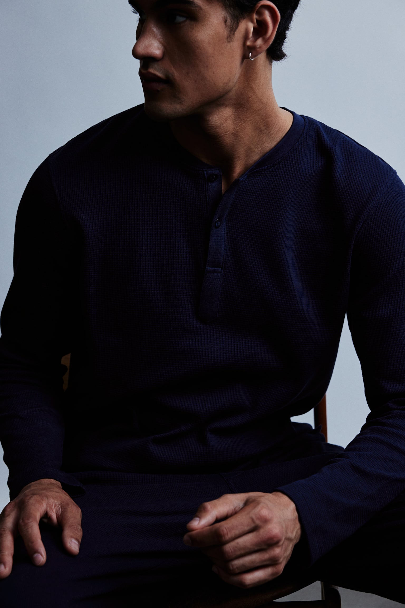 Regular Fit Waffled pyjamas - Navy blue/Grey marl - 3