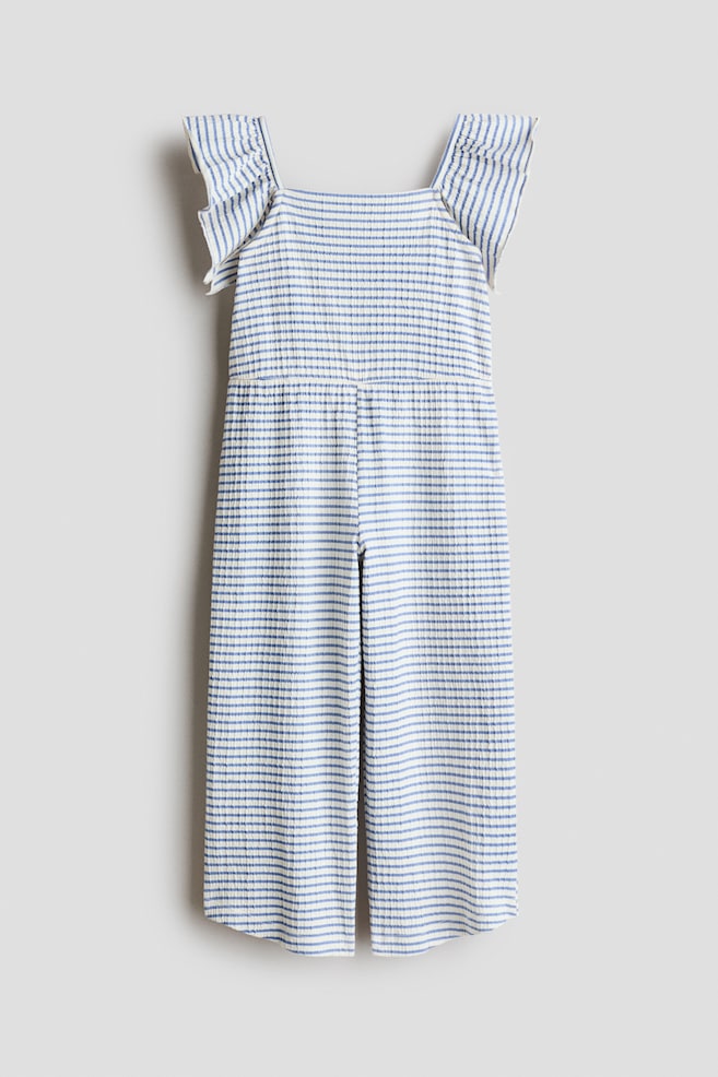 Textured Jersey Jumpsuit - Cream/blue striped - 1