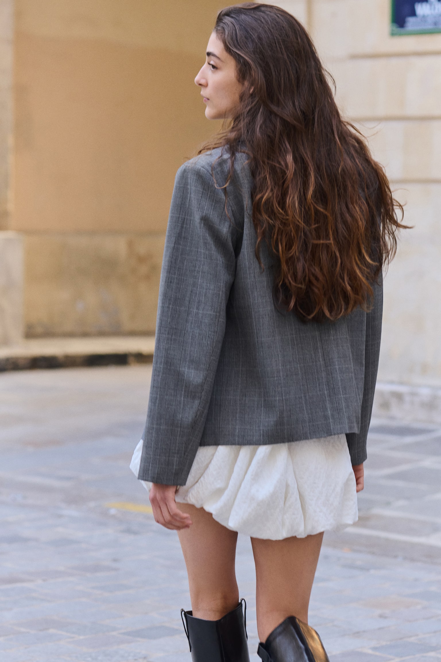Boxy blazer - Grey/Checked - 4