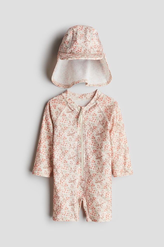 Ensemble de protection solaire UPF 50 - Crème/fleuri/Beige clair/animaux/Rose clair/cerises/Turquoise clair/animaux marins/Bleu clair/motif/Crème/motif/Crème/poissons/Vert clair/léopard/Bleu clair/rayé/Rose/fleuri/Turquoise clair/palmiers/Jaune/rayures blanches - 1