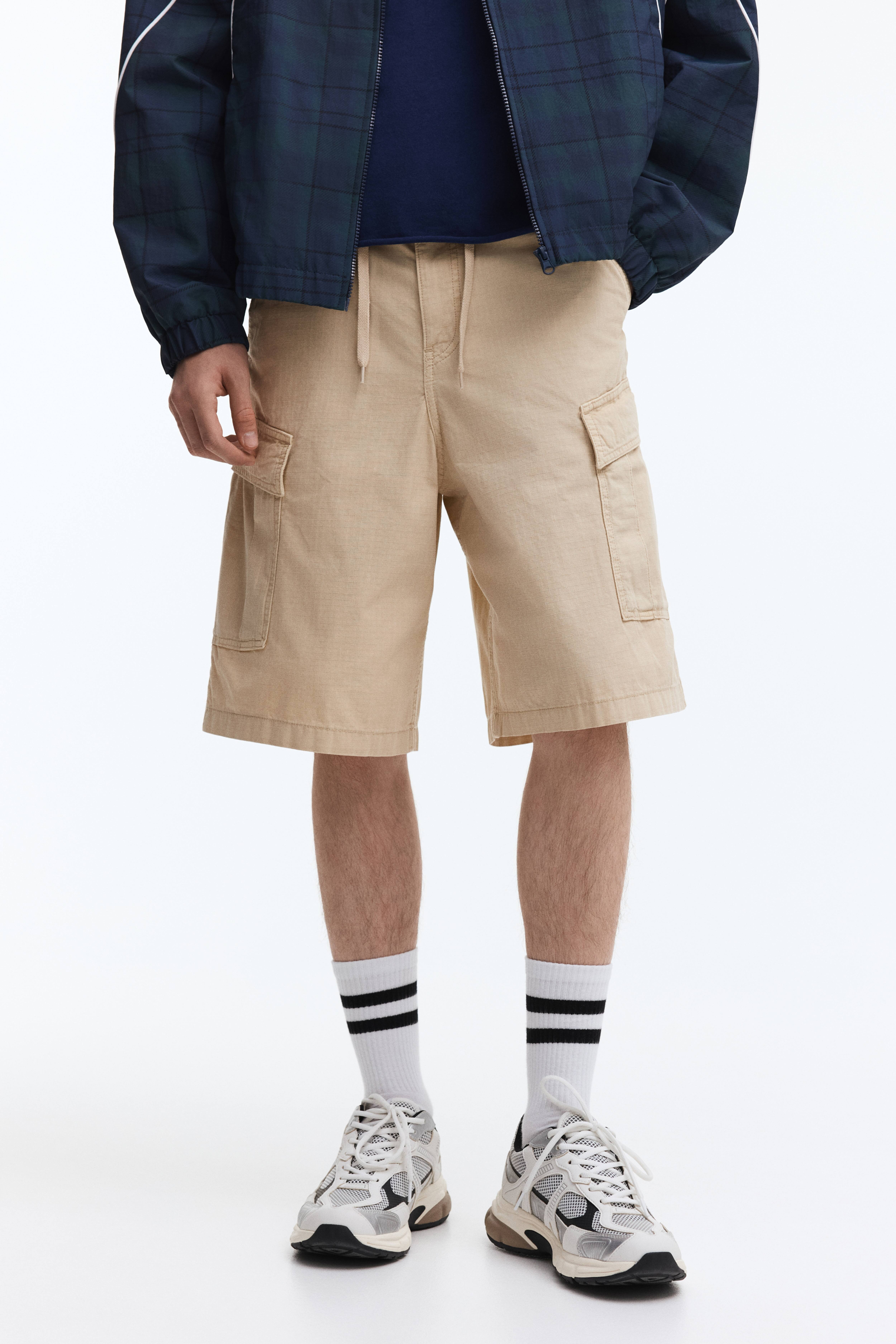 Loose-Fit Cotton Cargo Shorts