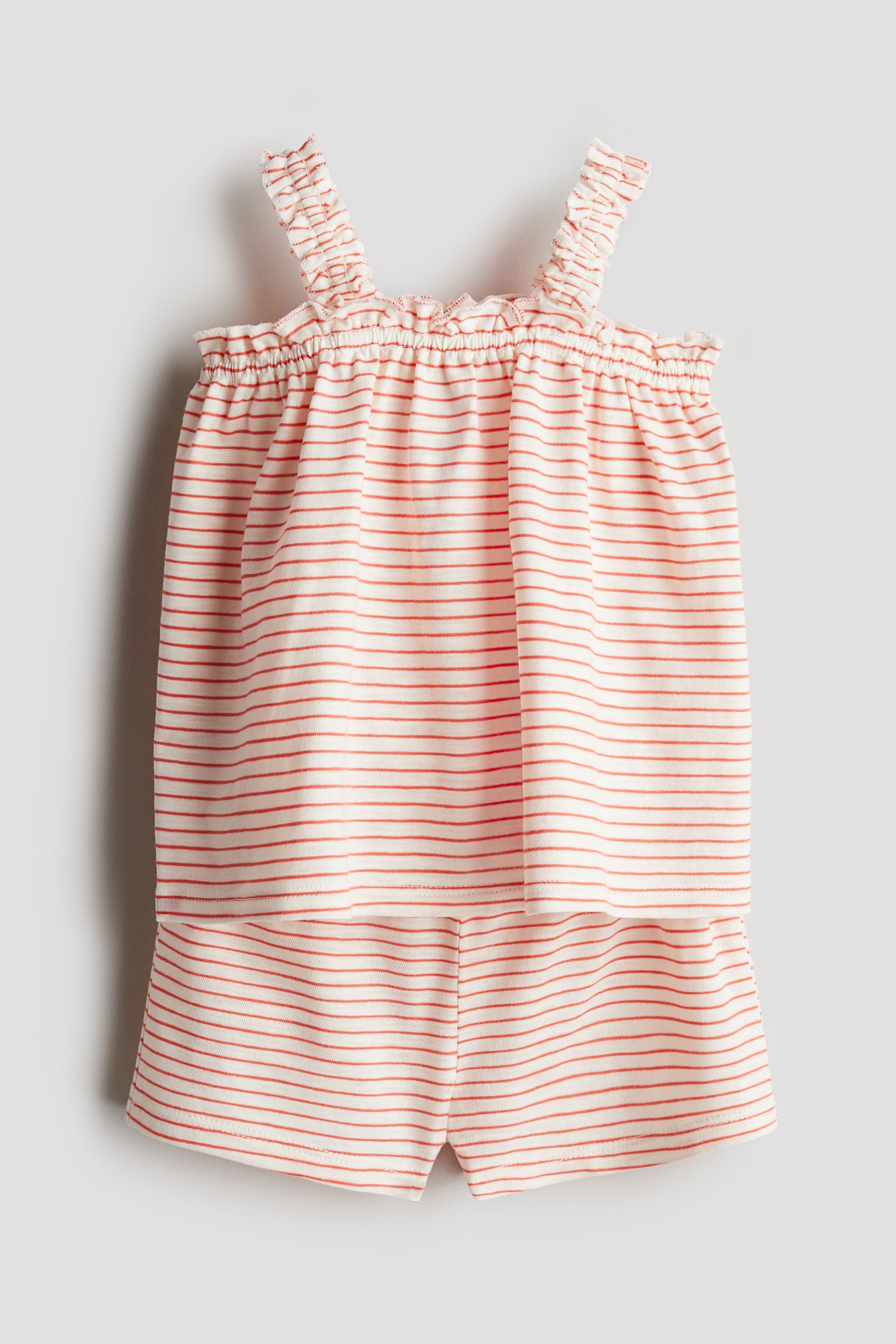 2-piece crinkled jersey set - Cream/Red striped - 1