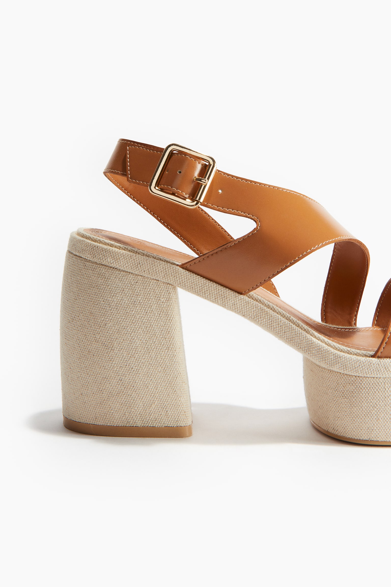 Block-heeled platform sandals - Beige/Brown/Black - 2