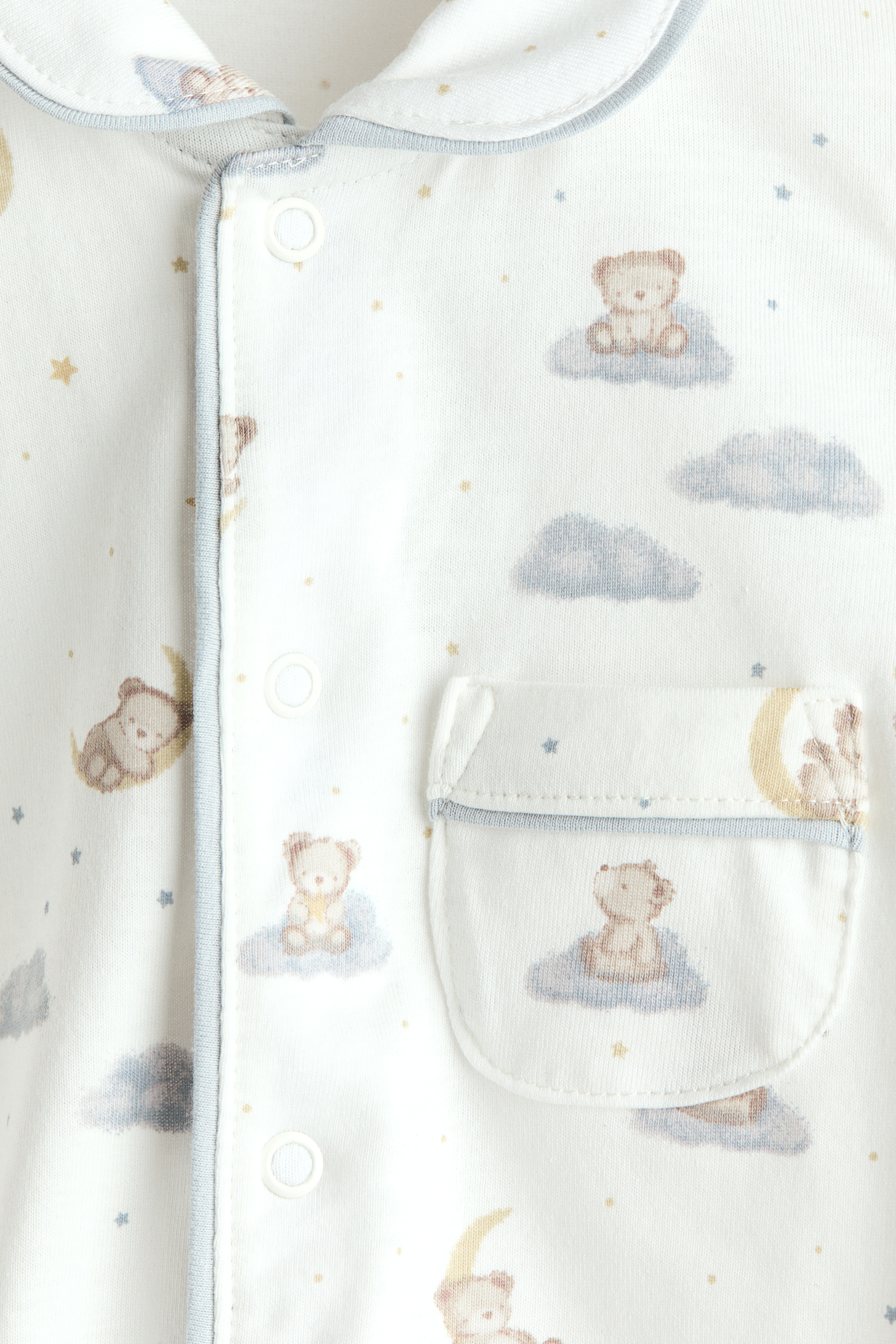 Cotton Pajama Jumpsuit with Collar