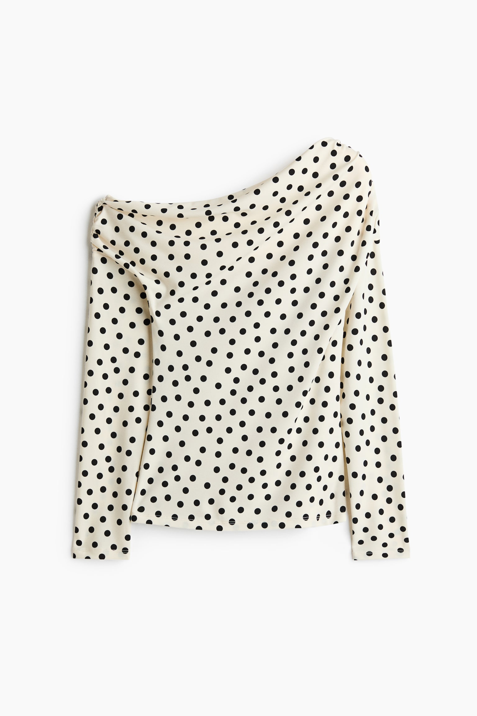 Draped one-shoulder top - White/Polka dot/White/Leopard print - 2