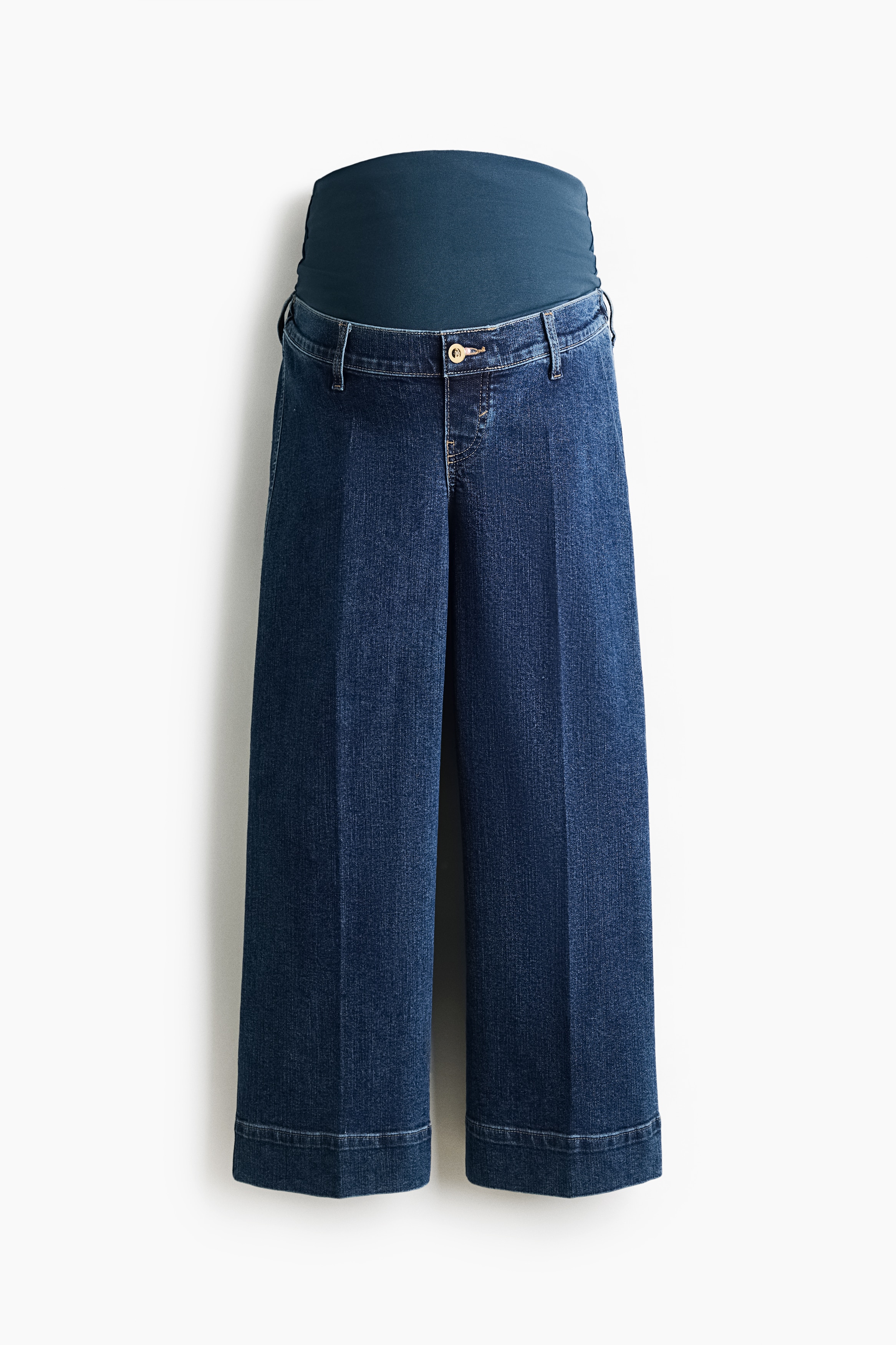 MAMA Wide-Leg High-Waist Ankle Jeans - Dark denim blue/Cream