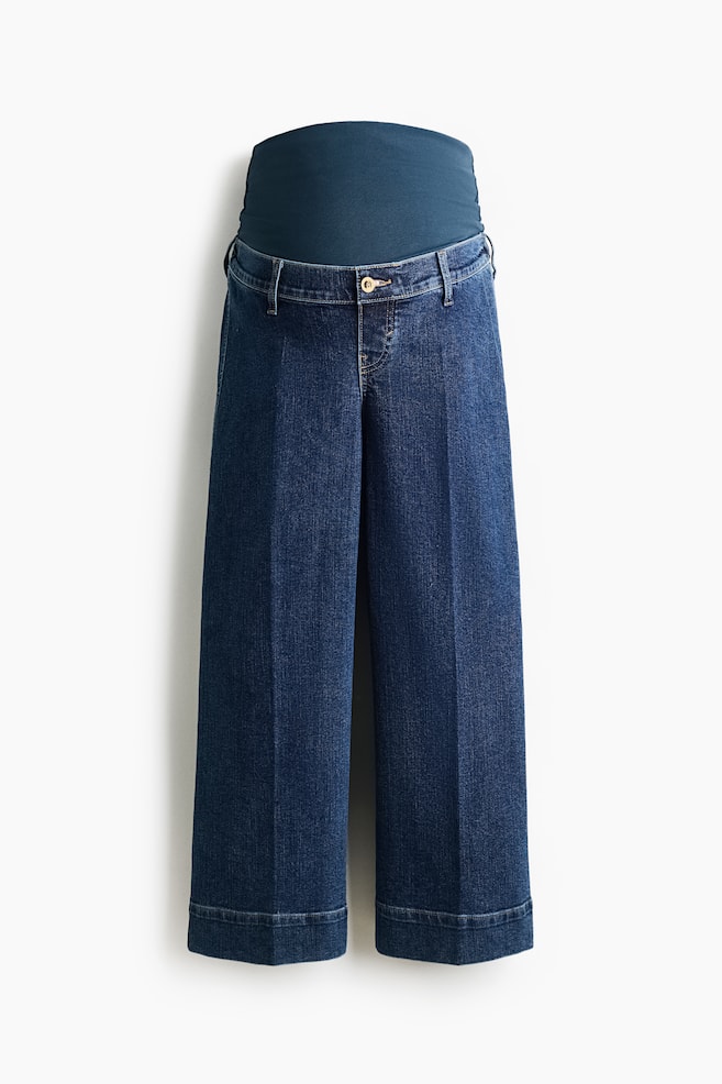 MAMA Wide-Leg High-Waist Ankle Jeans - Dark denim blue/Cream - 1