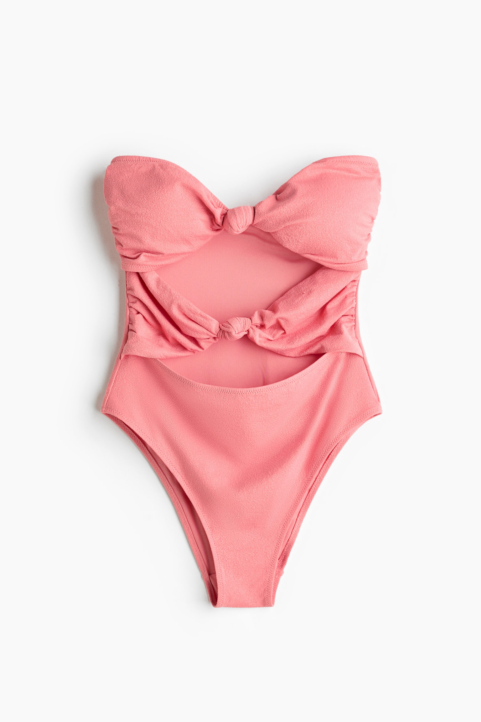 Bandeau-Badeanzug mit wattierten Cups - Rosa/Rot - 1