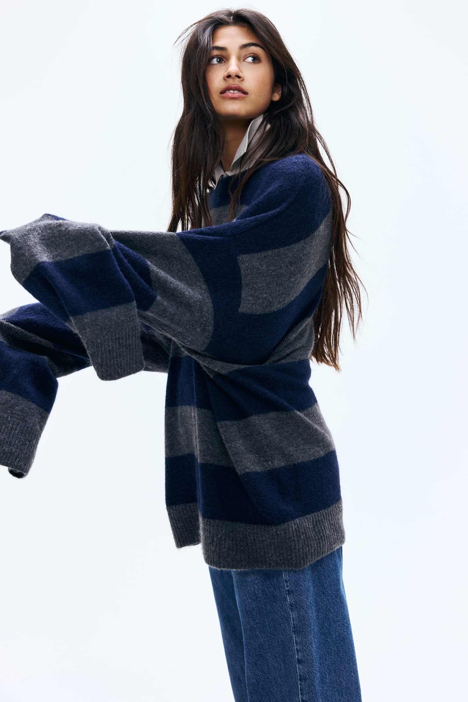 Loose-fit jumper - Dark blue/Striped/Burgundy/Red striped/Light pink/Black - 6