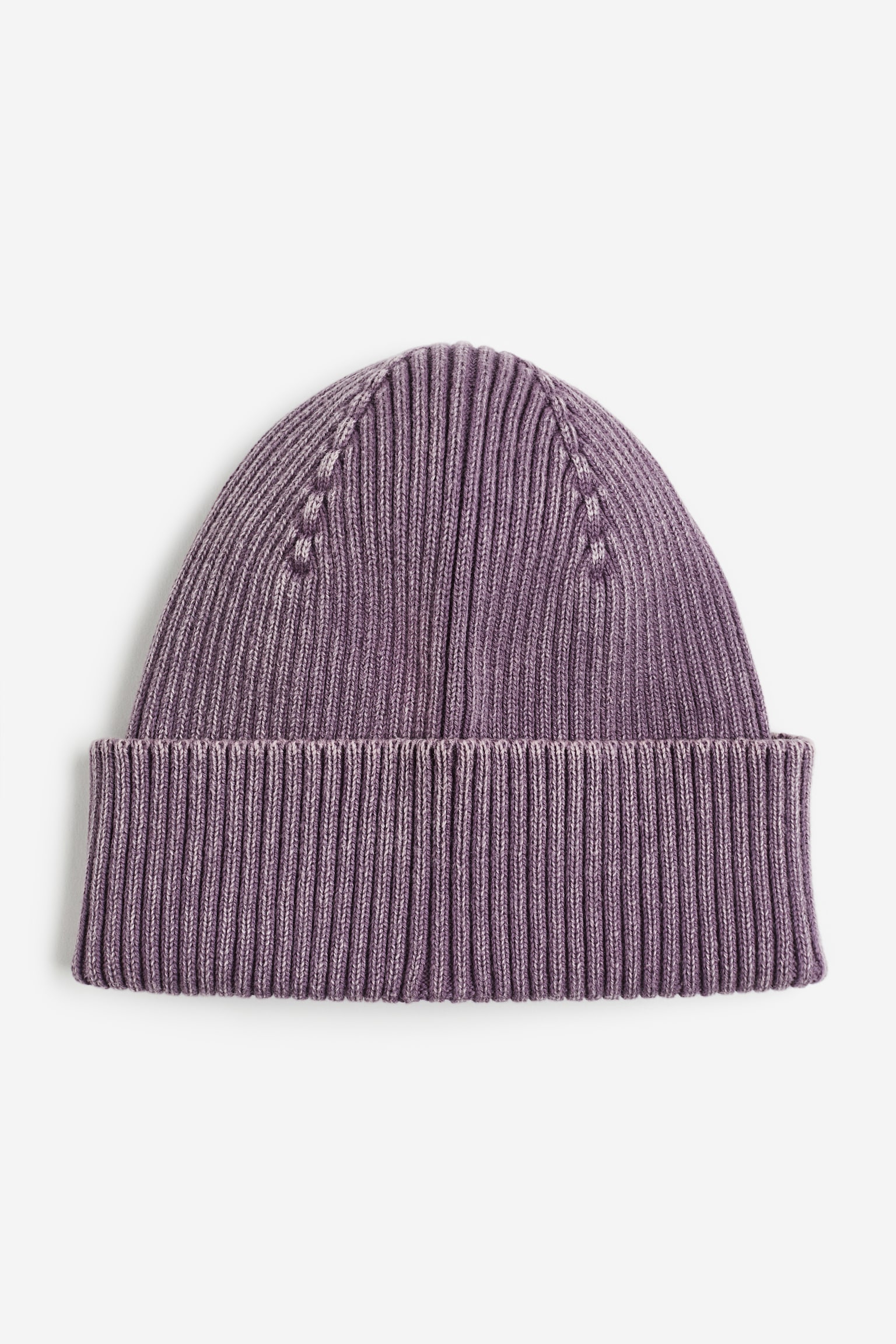 Rib Knit Cotton Beanie - Dark purple/Light beige/Brown/Black - 1