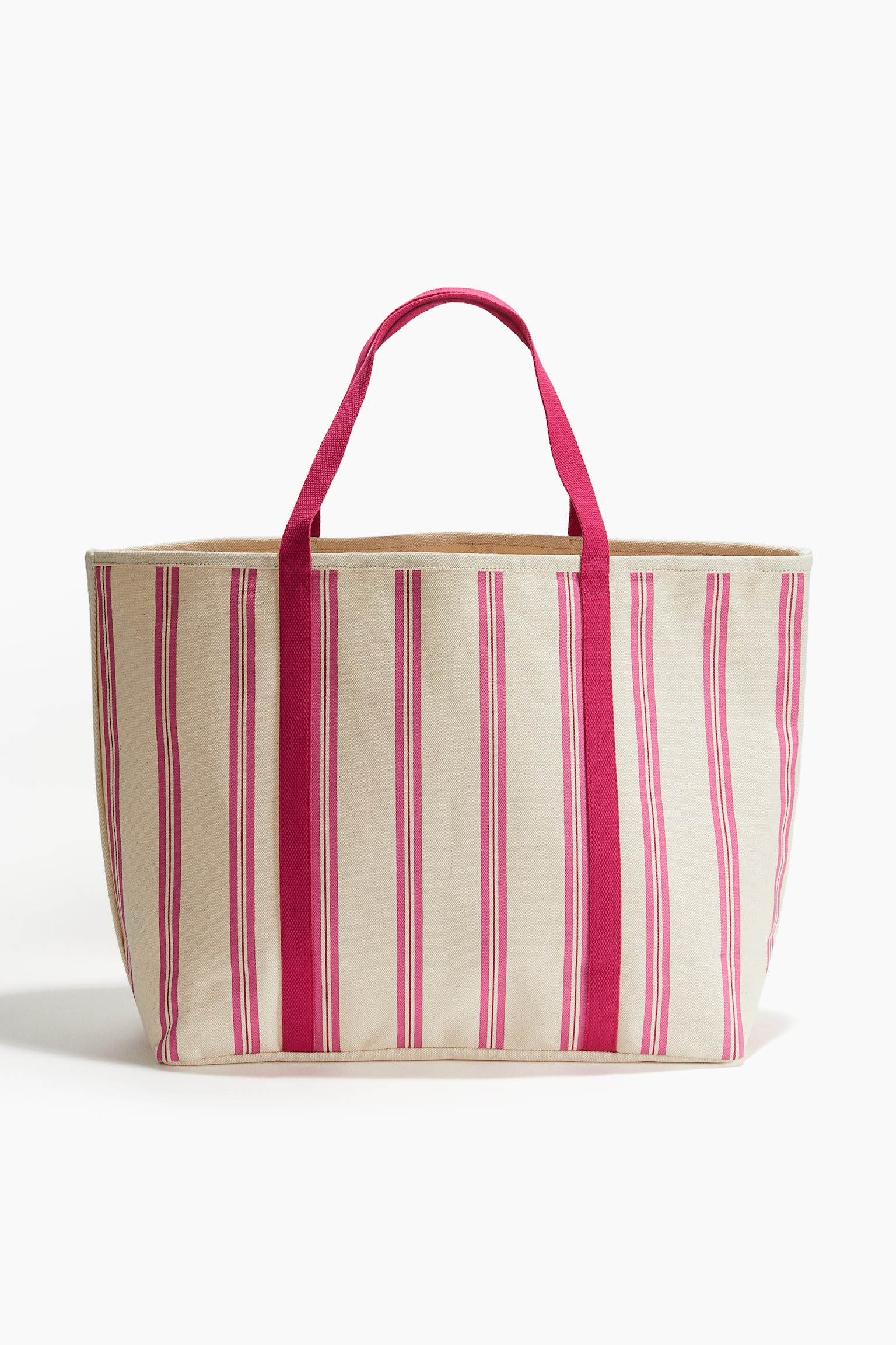 Cotton canvas beach bag - Hot pink/Light beige/Green/Light beige/Blue/Striped - 1