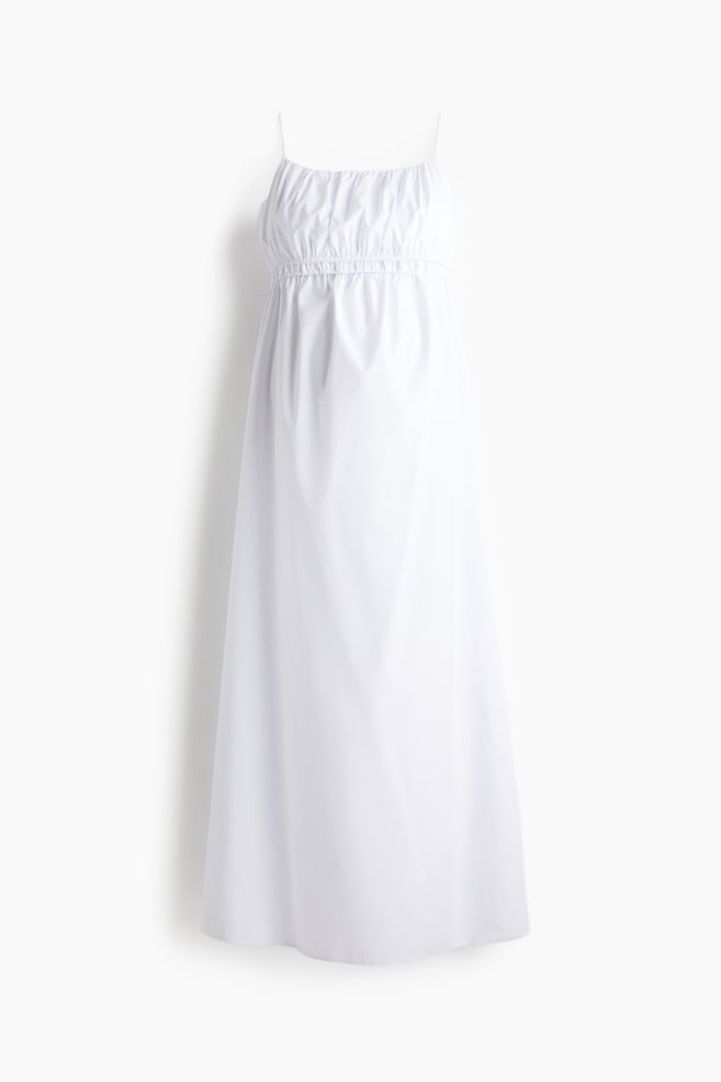 MAMA Poplin strappy dress - White/Green - 1