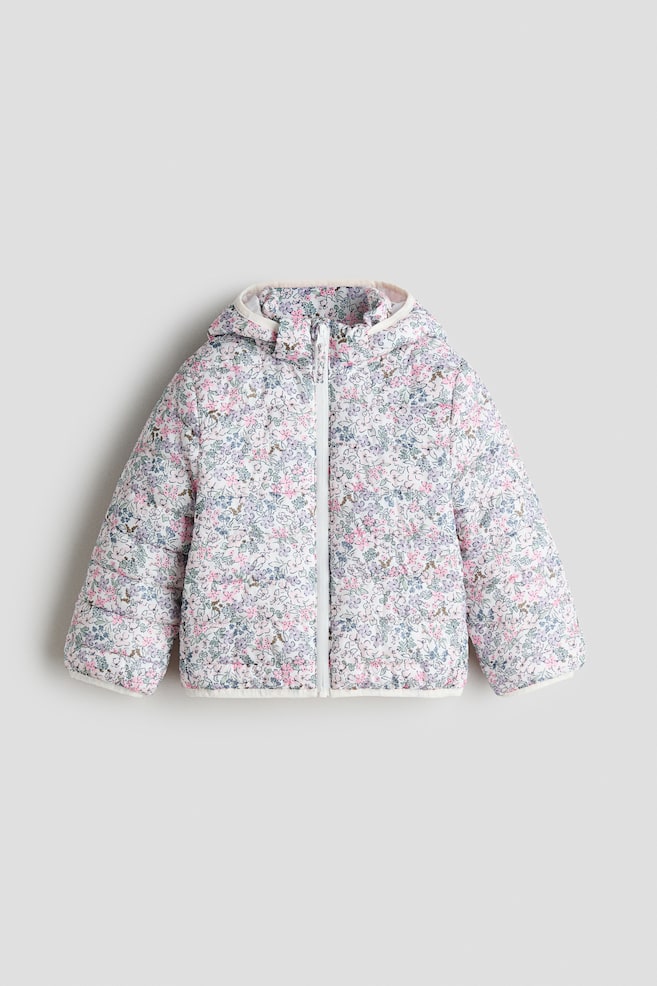 Water-repellent padded jacket - White/Floral/Light green/Dinosaurs/Light pink/Strawberries - 1